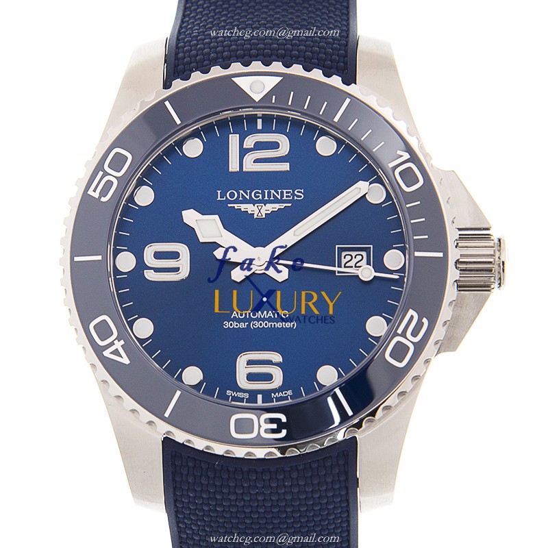Longines L3.782.4.96.9 CONQUEST Automatic Stainless Steel Replica Watch - Blue Dial, Rubber Strap