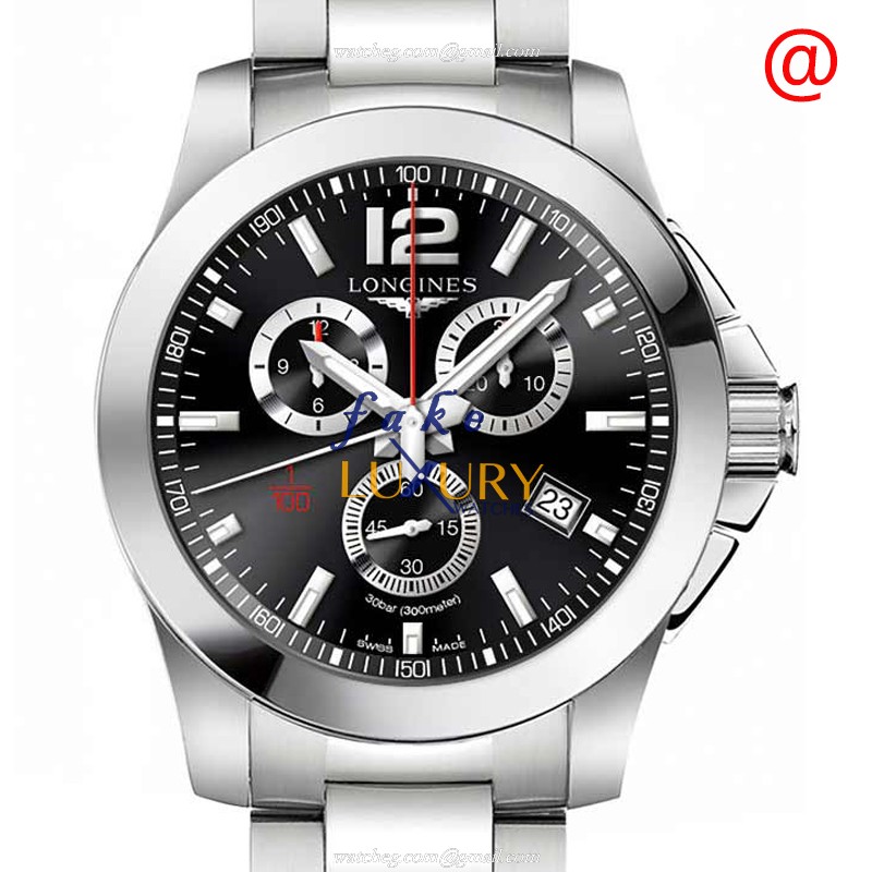 Longines L3.800.4.56.6 CONQUEST Quartz Stainless Steel Black Dial Replica Watch