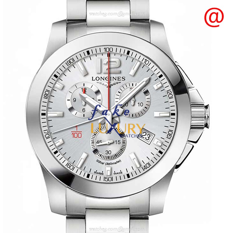Longines L3.800.4.76.6 Conquest Quartz Stainless Steel Silver Dial Replica Watch