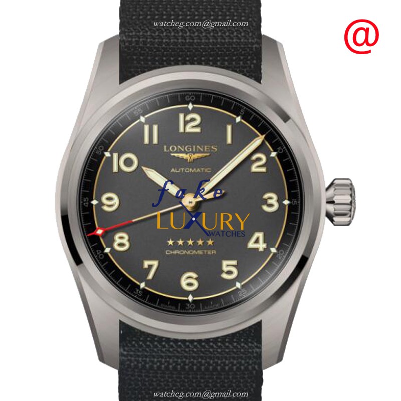 Longines L3.810.1.53.2 Spirit Replica Watch, Automatic Movement, Titanium Case, Black Dial