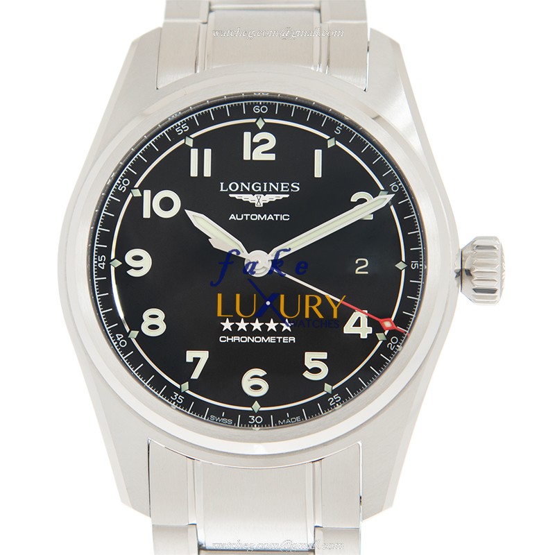 Longines L3.810.4.53.6 SPIRIT Replica Watch Automatic Movement Black White Dial Steel Case