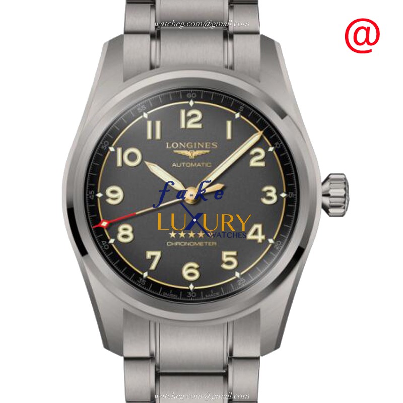 Longines L3.811.1.53.6 SPIRIT Titanium Auto Movement Replica Watch, Black Dial, Silver Strap