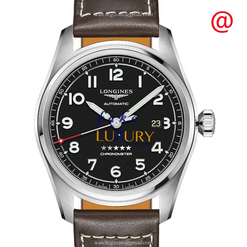 Longines L3.811.4.53.0 Replica Watch, Automatic, Stainless Steel, Black Dial, Brown Leather Case