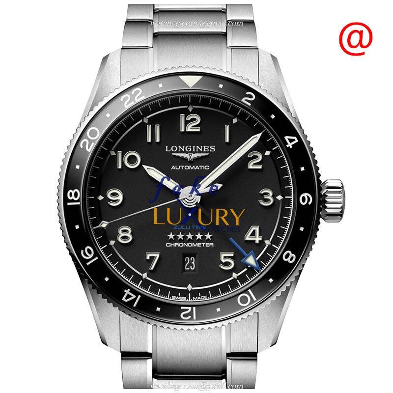 Longines L3.812.4.53.6 Spirit Replica Watch Automatic Black Dial Silver Steel Strap