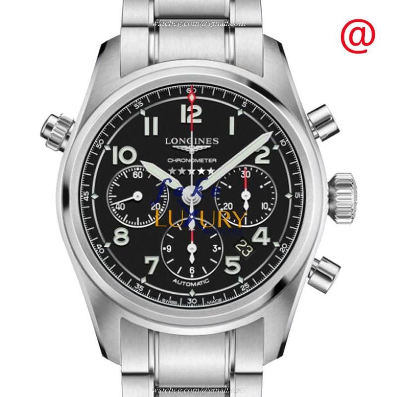 Longines L3.820.4.53.6 SPIRIT Replica Watch With Automatic Movement, Black Dial, Steel Bracelet