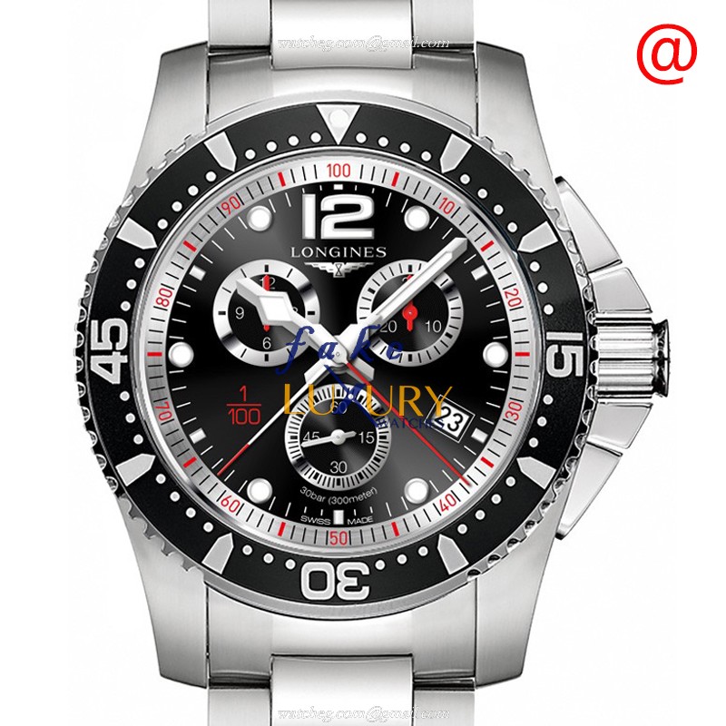 Longines L3.843.4.56.6 Conquest Quartz Replica Watch with Black Dial Steel Bracelet