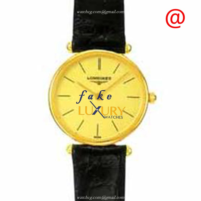 Longines L4.191.6.32.0 La Grande Replica Watch, Quartz Movement, Gold Dial, 18kt Gold & Steel Case