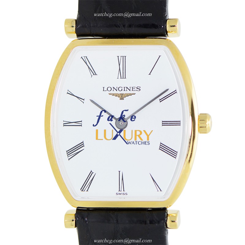 Longines L4.205.2.11.2 Replica LA GRANDE Quartz PVD Gold Watch, White Dial, Black Alligator Strap - Luxury Replica Watch
