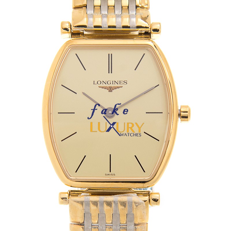 Longines L4.205.2.32.7 Quartz PVD Gold Replica Watch, Swiss Movement, Gold Dial, Gold Strap
