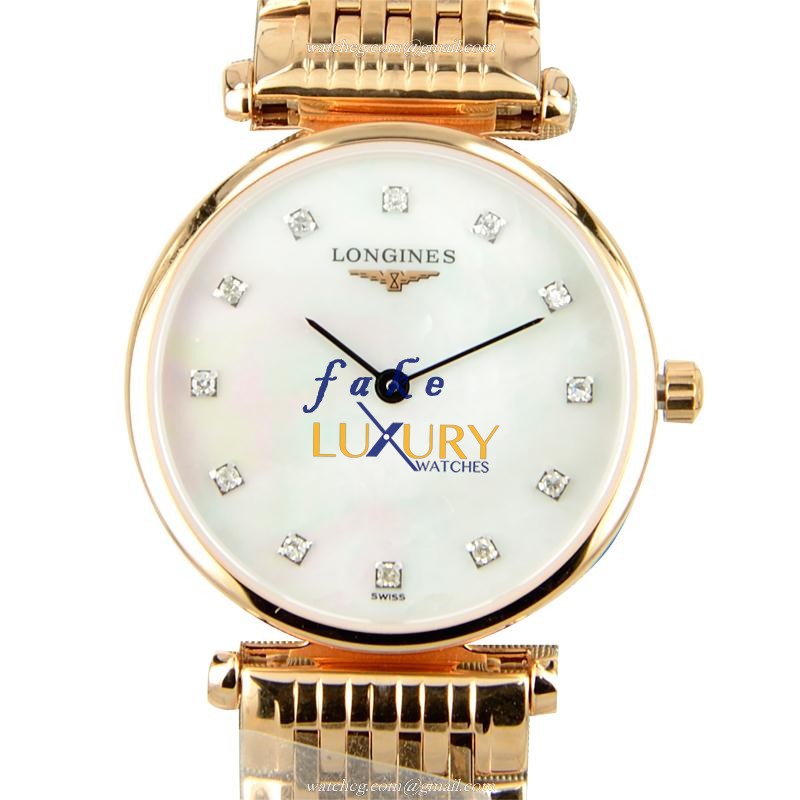 Longines L4.209.1.87.8 La Grande Replica Watch - Quartz - PVD Gold Case - White Mother of Pearl Dial