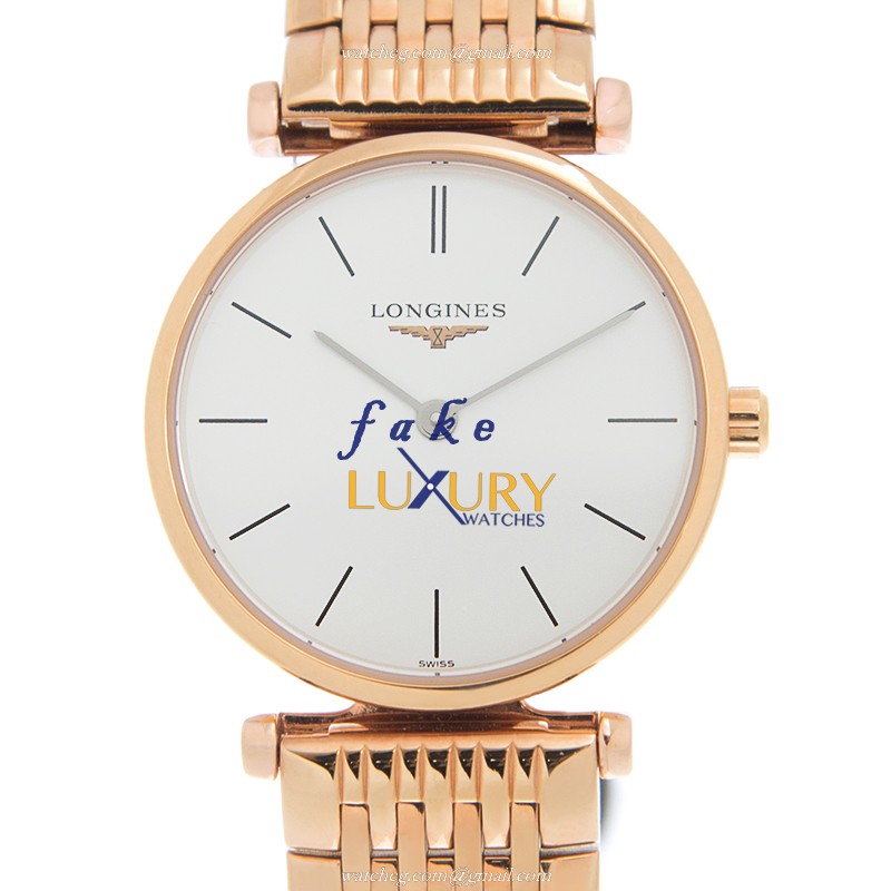 Longines L4.209.1.92.8 Quartz PVD Gold Replica Watch, Automatic, White Dial, Steel Case