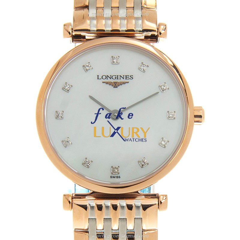 Longines L4.209.1.97.7 Quartz PVD Gold Replica Watch - Swiss Movement, White Dial, Gold Strap