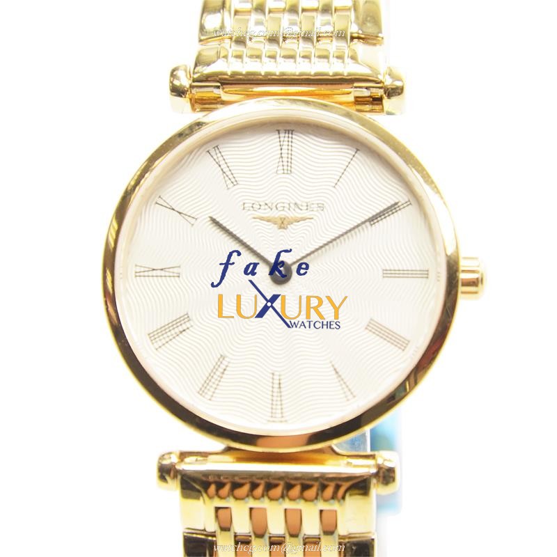 Longines L4.209.2.41.8 Replica La Grande Quartz Watch With PVD Gold Case Beige Dial
