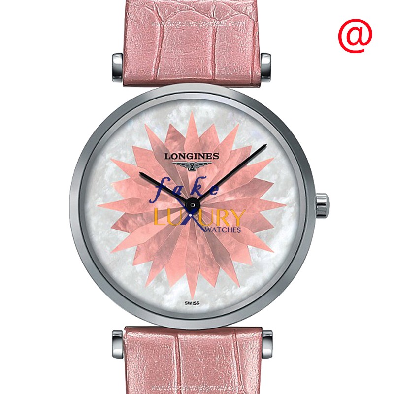 Longines L4.209.4.04.2 La Grande - Replica Watch - Quartz - Pink Dial - Alligator Strap