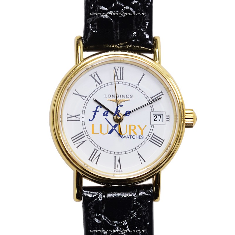 Longines L4.220.2.11.2 - Replica Watch - White Dial - Quartz - Leather Strap - Luxury Replica Watch