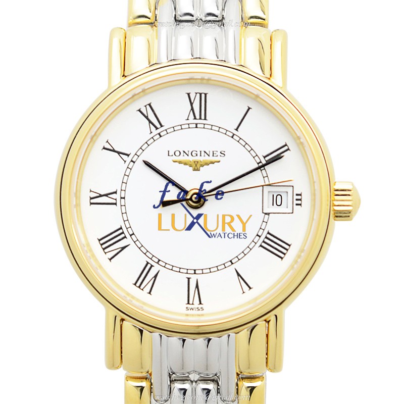 Longines L4.220.2.11.7 PRESENCE Replica Watch, Quartz Movement, White Dial, Gold-Plated & Steel Case