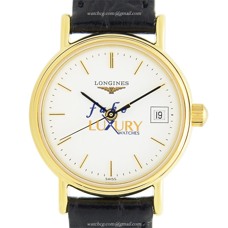 Longines L4.220.2.12.2 Presence Replica Watch - Quartz - Gold-Plated Steel Case - White Dial - Luxury Replica Watch