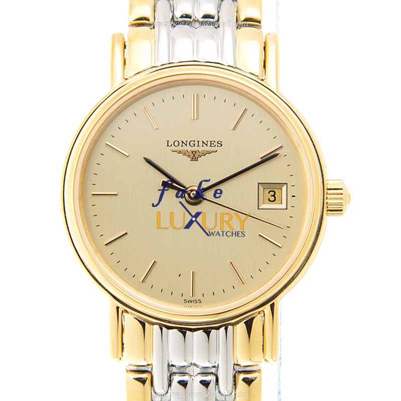 Longines L4.220.2.32.7 PRESENCE Quartz Gold Dial Gold-Plated Stainless Steel Replica Watch