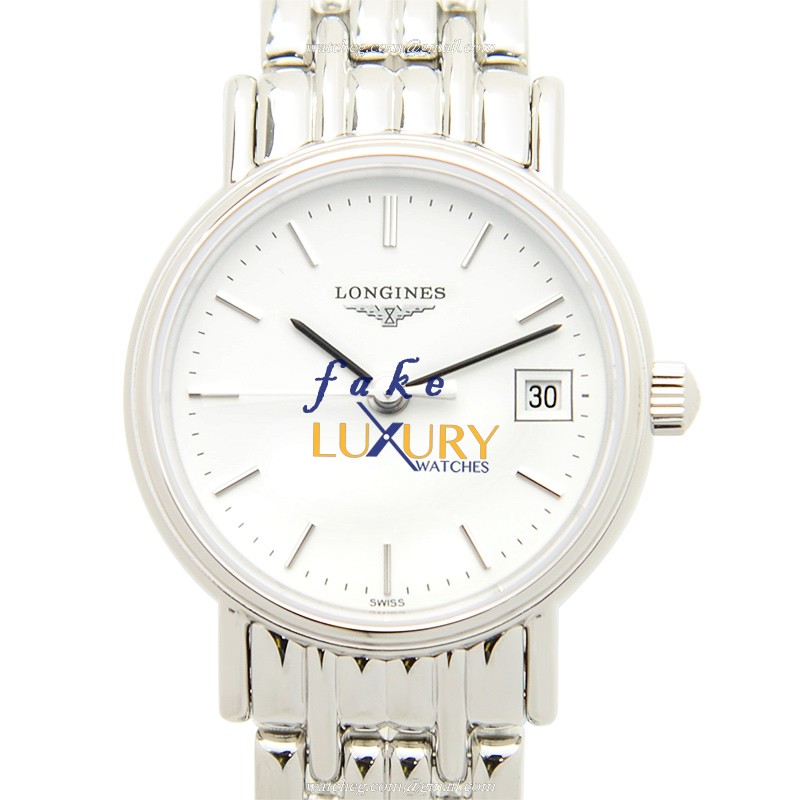 Longines L4.220.4.12.6 Quartz Replica Watch, White Dial, Silver Stainless Steel Case - Luxury Replica Watch