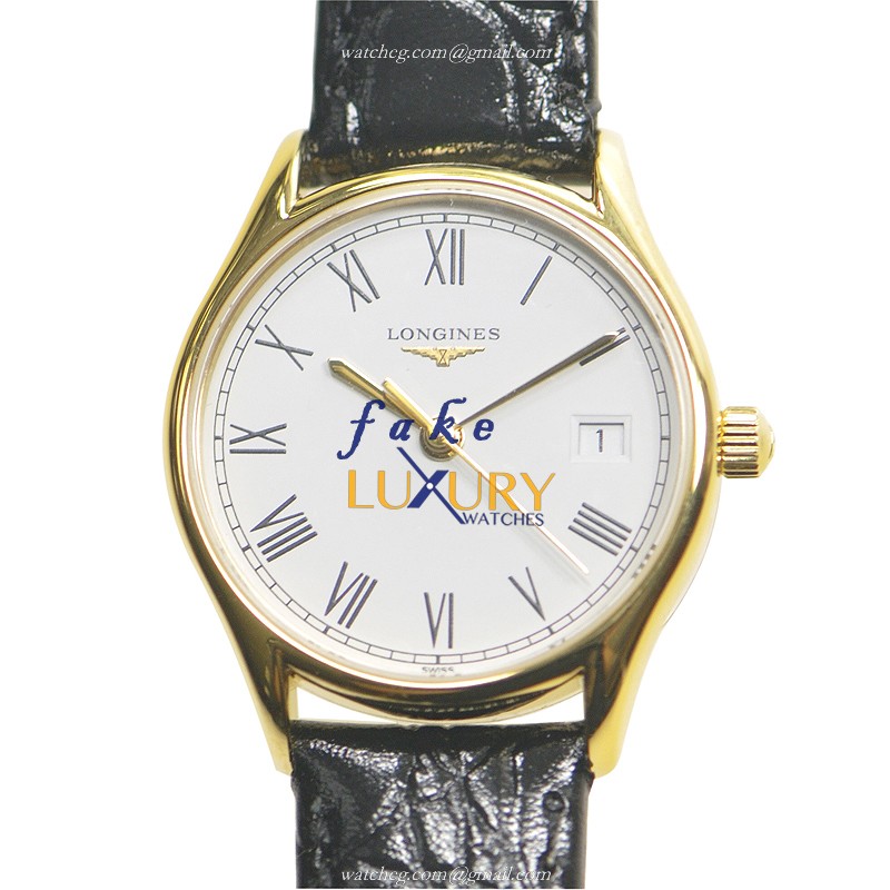 Longines L4.259.2.11.2 Replica Lyre Quartz Watch White Dial PVD Gold Case Black Alligator Strap