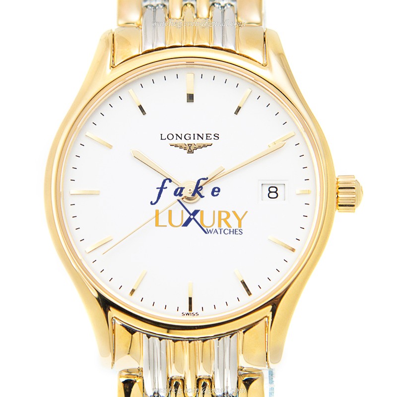 Longines L4.259.2.12.7 Lyre Replica Watch, Quartz Movement, White Dial, Gold-Plated Steel Case