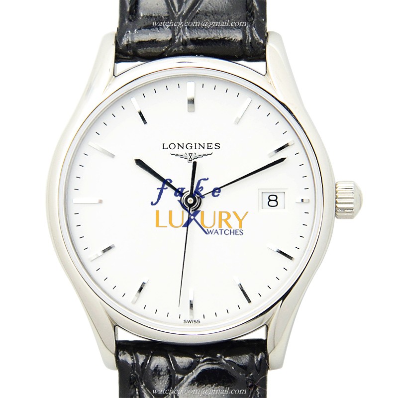 Longines L4.259.4.12.2 La Grande Replica Watch, White Dial, Quartz Movement, Leather Strap - Luxury Replica Watch