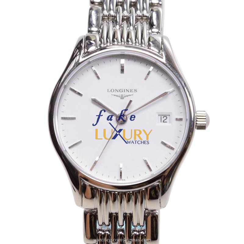 Longines L4.259.4.12.6 Quartz Stainless Steel Replica Watch - White Dial, Silver Strap
