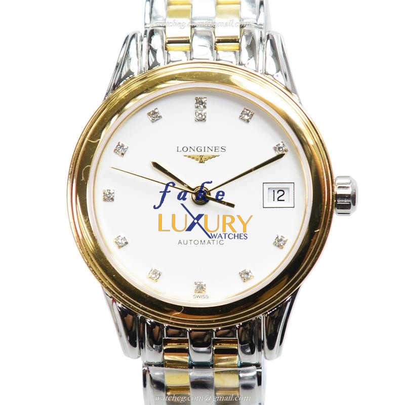 Longines L4.274.3.27.7 Flagship Replica Watch Automatic Movement PVD Gold Case White Dial Resistant