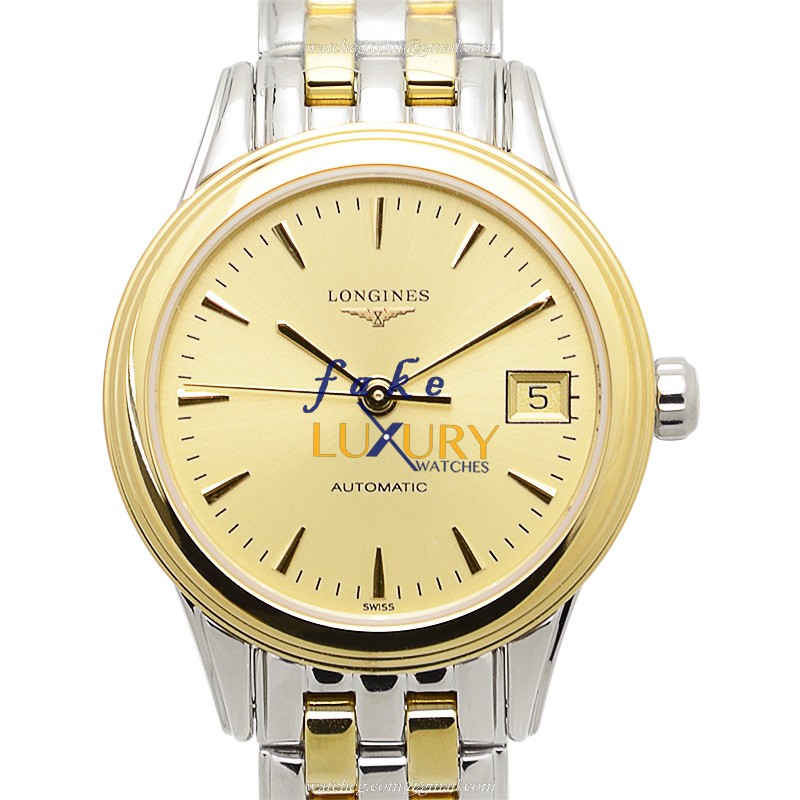 Longines FLAGSHIP L4.274.3.32.7 Automatic PVD Gold Dial Silver Strap Replica Watch - Luxury Replica Watch