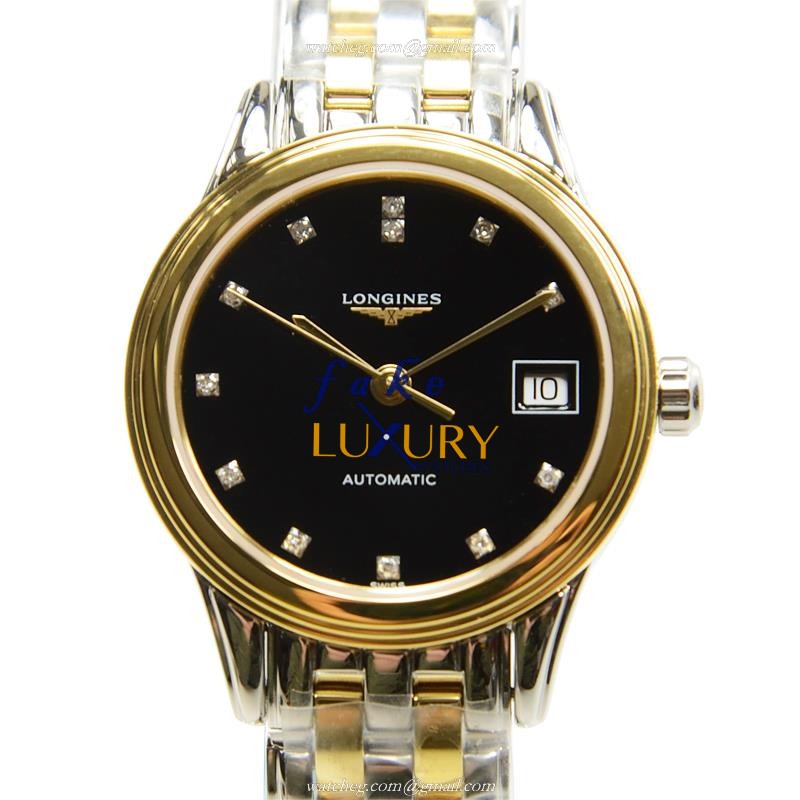 Longines L4.274.3.57.7 FLAGSHIP Auto PVD Gold Dial Silver Strap Replica Watch - L4274357701 - Luxury Replica Watch