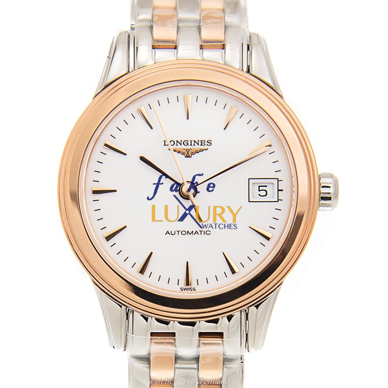 Longines L4.274.3.92.7 FLAGSHIP AUTO 18kt RG & ST Silver Dial Replica Watch - Luxury Replica Watch