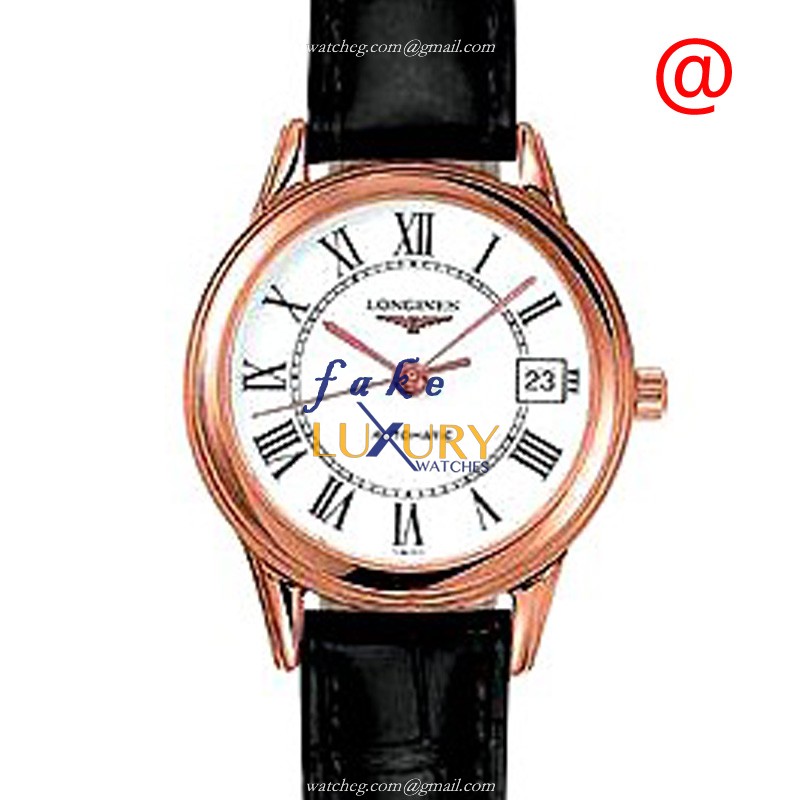 Longines L4.274.8.21.2 Flagship Automatic 18kt Rose Gold Replica Watch - Swiss Movement - White - Luxury Replica Watch
