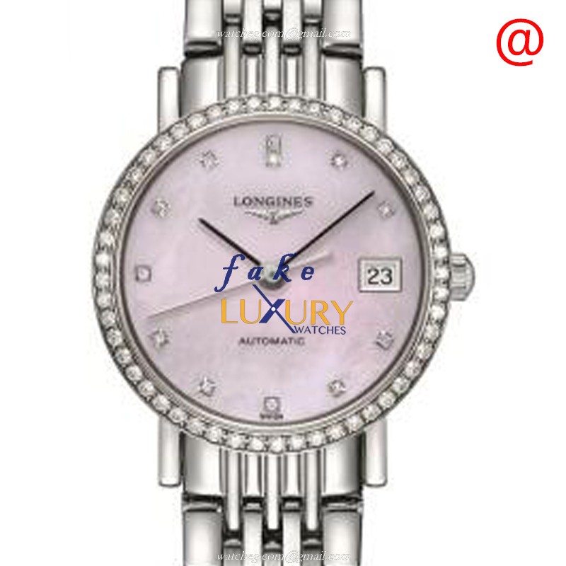 Longines L4.309.0.89.6 Elegant Replica Watch, Pink Mother of Pearl Dial, Automatic Movement