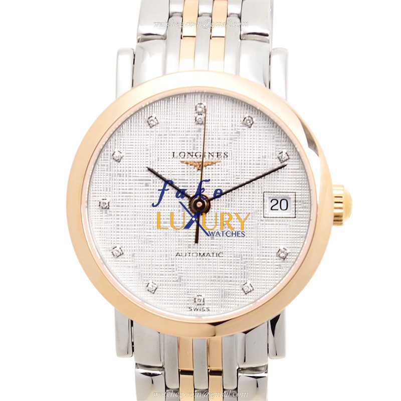 Longines L4.309.5.77.7 Elegant Automatic 25.5mm Rose Gold Steel Silver Dial Replica Watch - Luxury Replica Watch