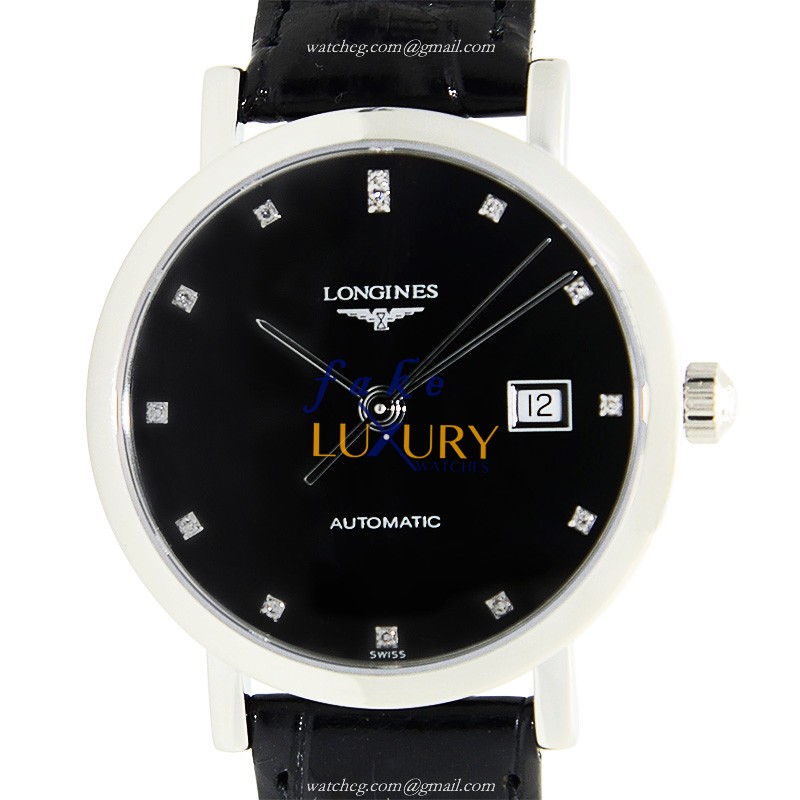 Longines L4.310.4.57.2 Replica Watch, Automatic Movement, Black Dial, Steel Case