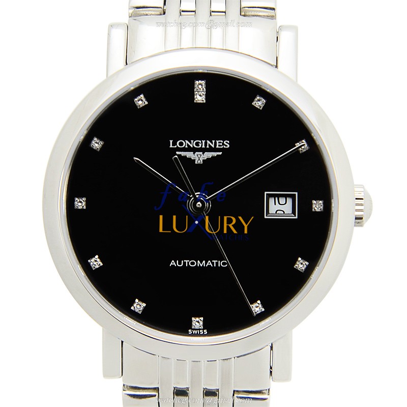 Longines L4.310.4.57.6 Replica Watch, Automatic, Stainless Steel, Black Dial, Silver Strap