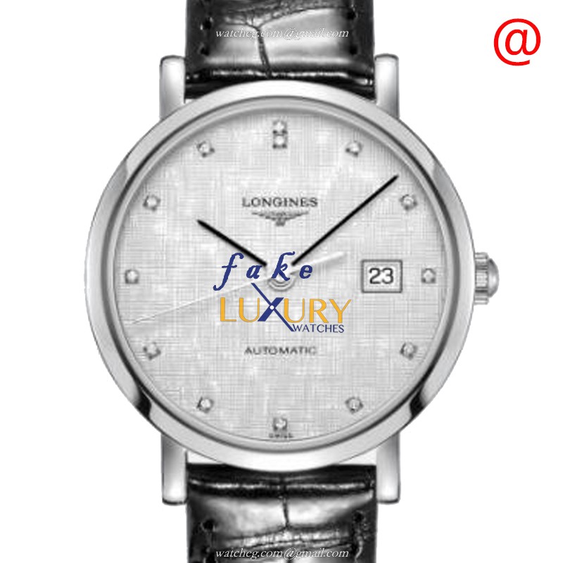 Longines L4.310.4.77.2 Elegant Silver Dial Automatic Leather Strap Replica Watch
