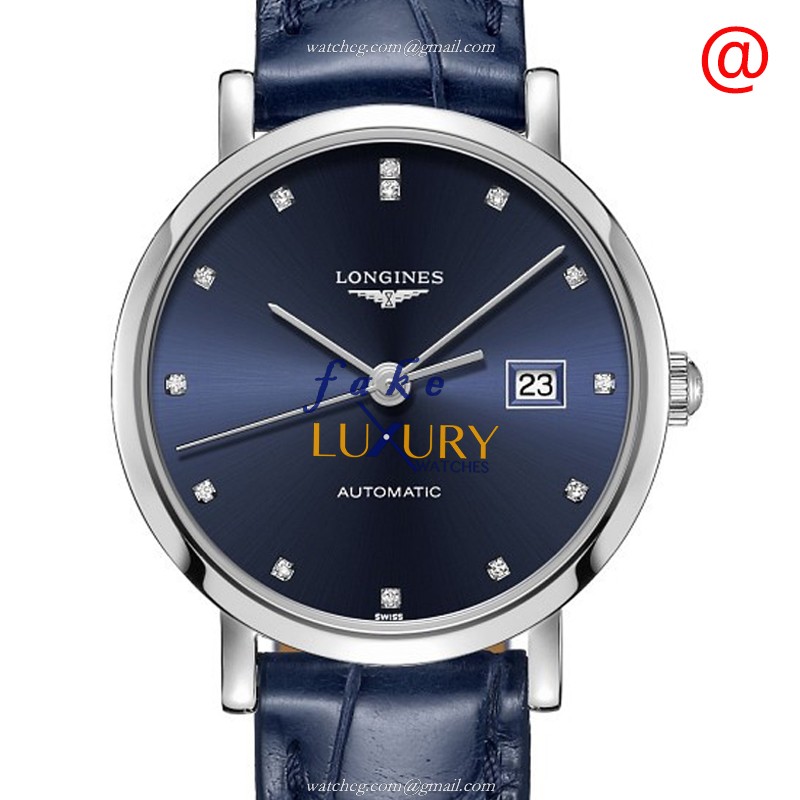 Longines L4.310.4.97.2 Replica Watch, Blue Dial, Steel Case, Alligator Strap, Automatic