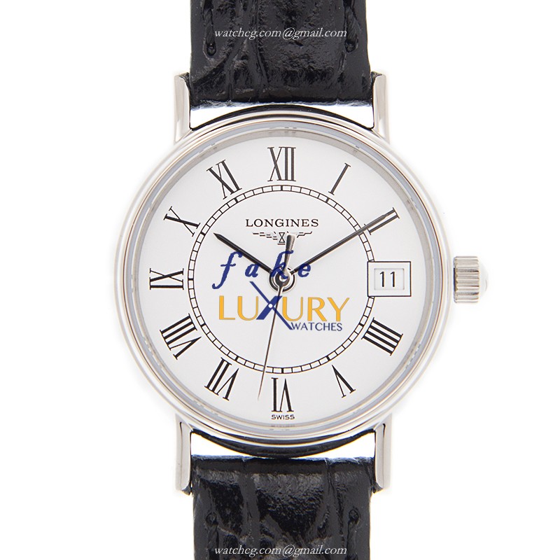 Longines L4.319.4.11.2 PRESENCE Automatic Stainless Steel Replica Watch - White Dial, Leather Strap