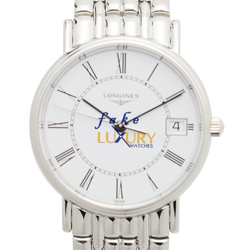 Longines L4.320.4.11.6 Replica Watch, Swiss Quartz, White Dial, Silver Stainless Steel Band - Luxury Replica Watch