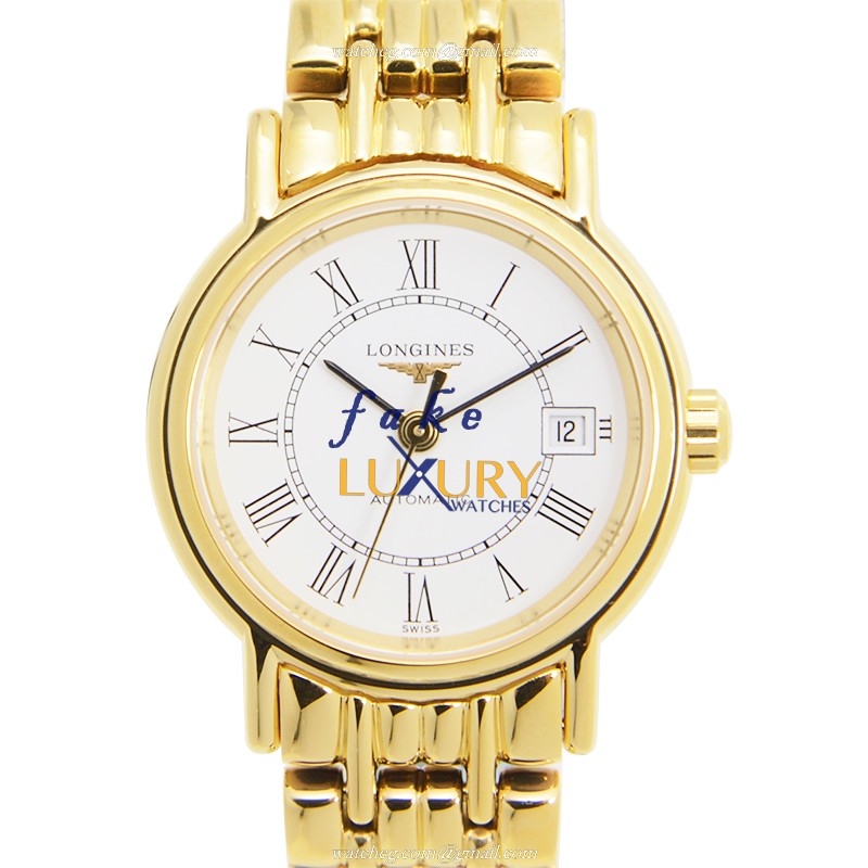 Longines L4.321.2.11.8 PRESENCE Replica Watch, Automatic, White Dial, PVD Gold Case