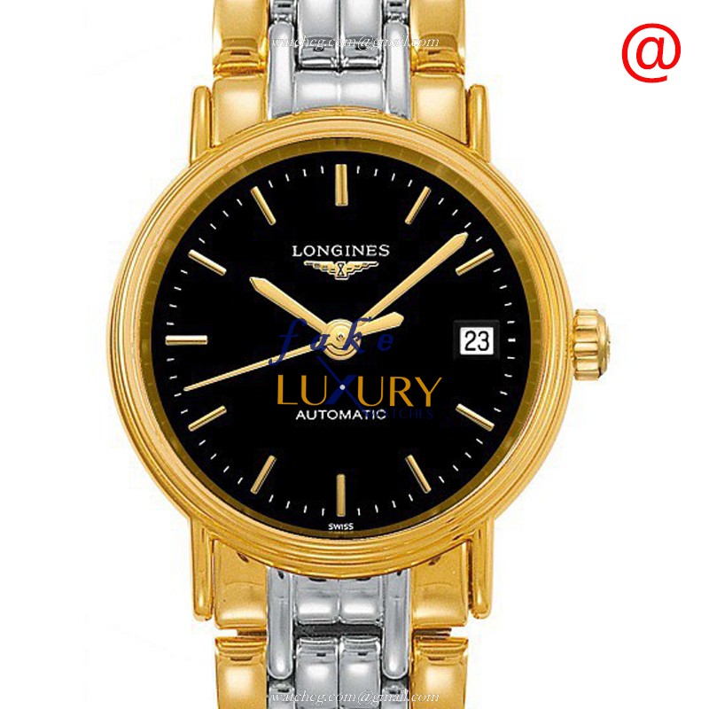 Longines L4.321.2.52.7 PRESENCE Auto Gold-Plated/SS Replica Watch, Swiss Movement, Black Dial, SS & - Luxury Replica Watch
