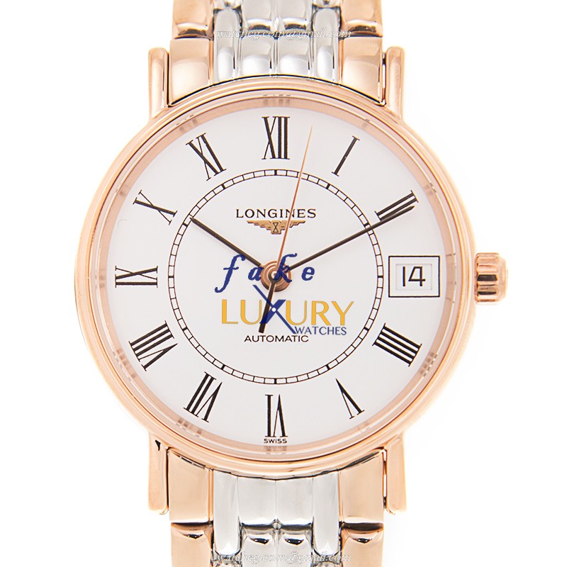 Longines L4.322.1.11.7 PRESENCE Automatic 18kt Rose Gold & Steel Replica Watch, Auto Movement - Luxury Replica Watch