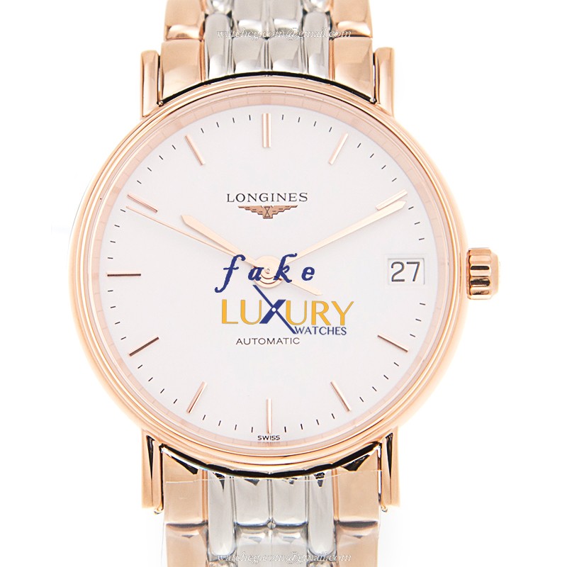 Longines L4.322.1.12.7 PRESENCE Auto 18kt Rose Gold & Steel Replica Watch - Luxury Replica Watch