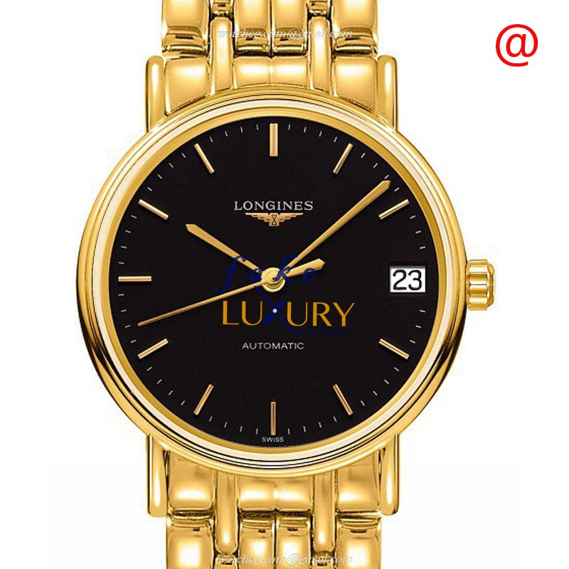 Longines L4.322.2.52.8 PRESENCE Replica Watch, Automatic, Black Dial, PVD Gold Case Strap