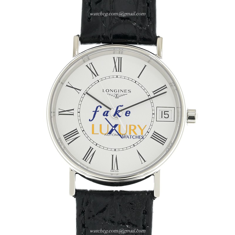 Longines L4.322.4.11.2 Replica Watch Automatic White Dial Stainless Steel Case Black Leather Strap