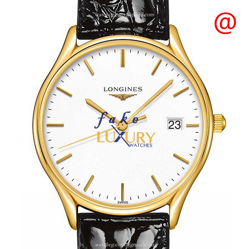 Longines L4.359.2.12.2 Lyre Quartz PVD Gold White Dial Leather Strap Replica Watch