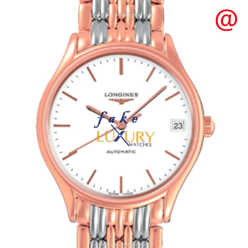 Longines L4.361.1.12.7 Replica Watch, Automatic, 18kt Rose Gold & Steel Case, White Dial