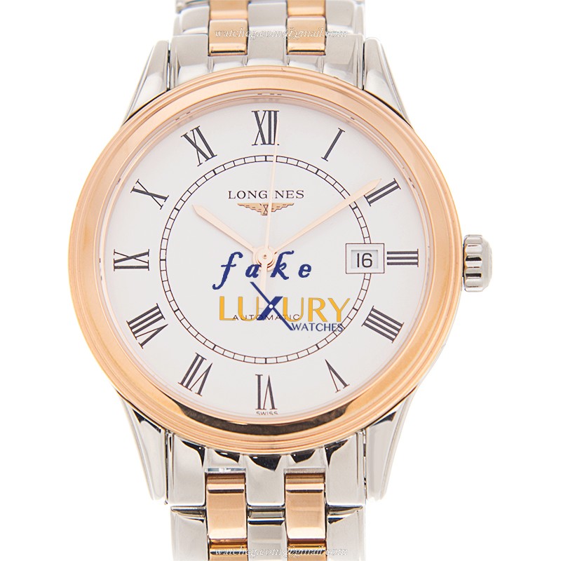 Longines L4.374.3.91.7 FLAGSHIP Replica Watch - Automatic - 18kt Rose Gold Steel Case - White