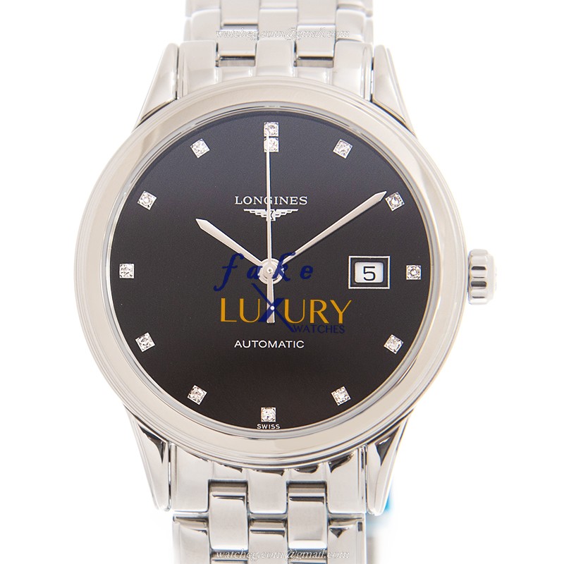 L4.374.4.57.6 - Longines FLAGSHIP Replica Watch Automatic Silver Stainless Steel Black Dial - Luxury Replica Watch